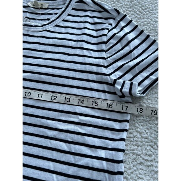Madewell Womens Cotton Perfect Striped Crewneck Tee in White/Black NS582 - Picture 7 of 8